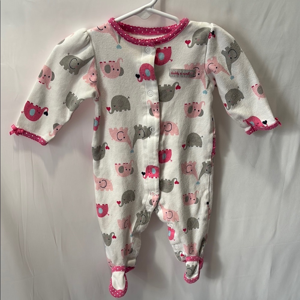 Pink and Gray Hedgehog Print Footies One Piece